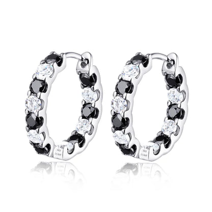 18k Plated Total 2.6CT Full Moissanite Hoop Earring for Women Sparkling Wedding Party Earring 925 Sterling Silver Jewelry