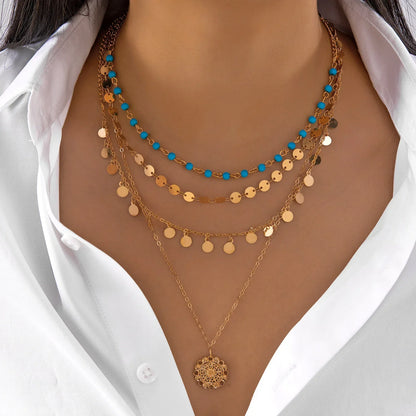 Classic Pendant Necklace for Women Micro Zircon Turkish Lucky Evil Eyes Palm Cross Pearl Multilayer Metal Chain Choker Jewelry