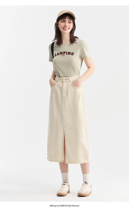 Women Denim Skirt Summer 2024 New Arrival With High Slit And Straight-Cut Design Skirts for Women