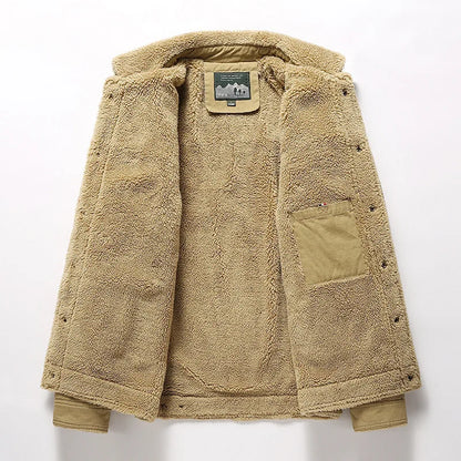 Men 2025 Winter New Fleece Thick Warm Jacket Men Fashion Casual Windproof Coat Men Autumn Outwear Outdoor Fur Collar Jacket Men