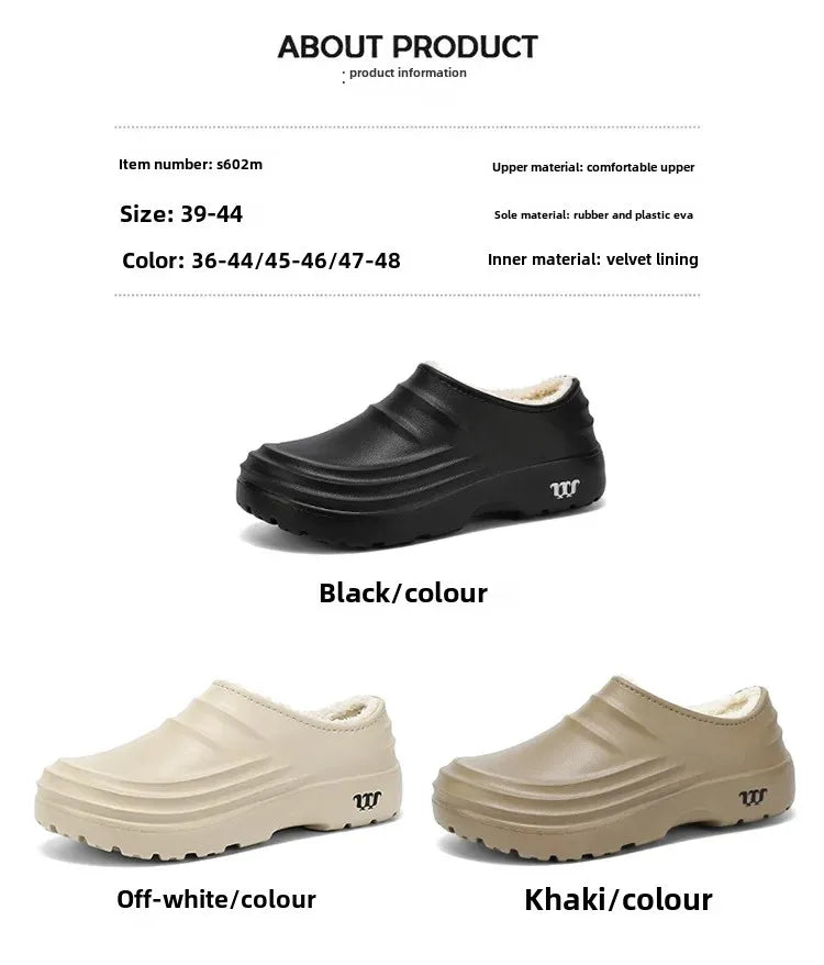 Waterproof Cotton Chef Shoes For Men Anti-Slip Work Footwear Warm Comfortable Kitchen Specialized Shoes With EVA Outsole