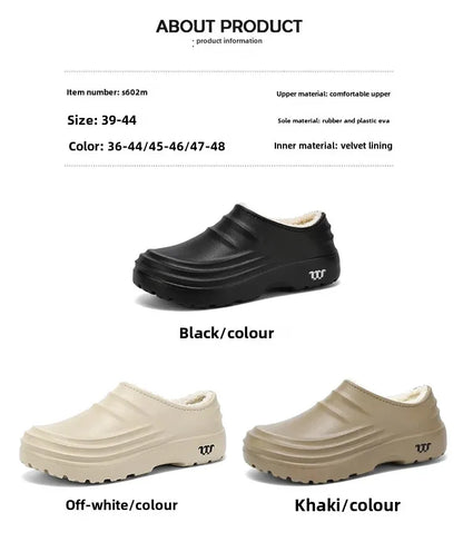Waterproof Cotton Chef Shoes For Men Anti-Slip Work Footwear Warm Comfortable Kitchen Specialized Shoes With EVA Outsole