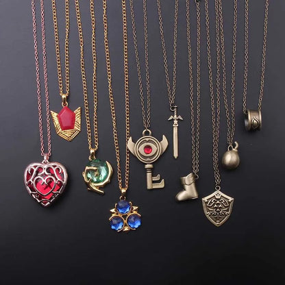 The Legend of Necklaces Metal Sword Shield Heart Pendant Necklaces for Men Fashion Jewelry Gifts Tears of the Kingdom