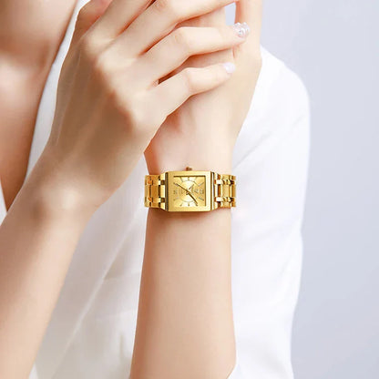 Luxury Quartz Wristwatches For Women Men Business Watch Simple Design Black Gold Stainless Steel Waterproof Quartz Clock