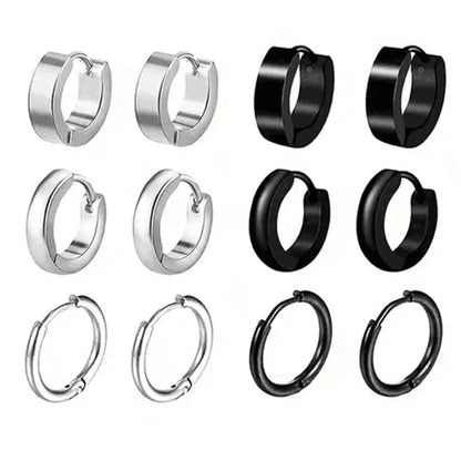 Simple Stainless Steel Zircon Stud Earrings For Men, Cross Pendant Hoop Earrings For Daily Wear