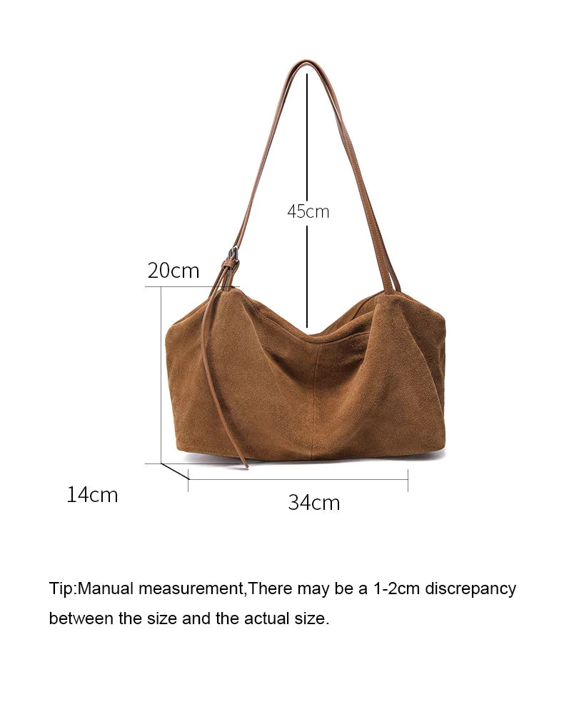 Women's Natural Nuede Genuine Leather Handbags Ladies large capacity Tote Bag Female Design Luxury Commuting Yoga Bag  hobo bag