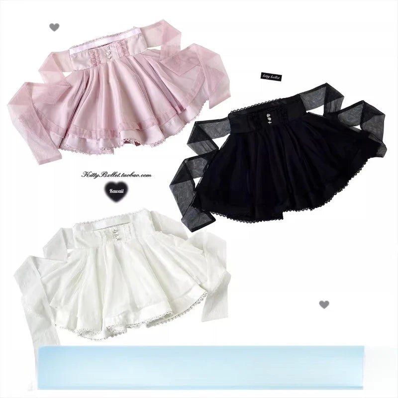 2024 Autumn And Winter New Japanese Short Skirt Lolita Mine Series Diamond Buckle 360 Degree Large Hemline Gauze Skirts Female