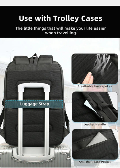 Business Backpack for Men Waterproof Travel 17.3" Laptop Backpack  High Capacity Multifunctional Pack USB Charging