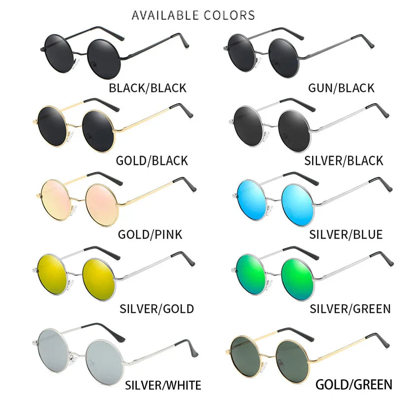 Retro Polarized Round Metal Frame Sunglasses Eyewear For Men and Women Driving Fishing Brand Designer Sun Glasses UV400