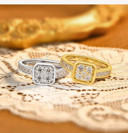 Square Cluster Moissanite Ring DVVS1 925 Sterling Silver Classic Engagement Rings Elegant Wedding Band Jewelry ForWoman