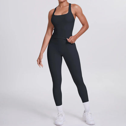 Yoga Top Set Fitness Gym Suit Training Sleeveless Sport Gym Tops Crossover Back Sports Underwear Tummy Control Slimming