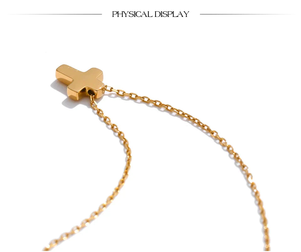 Small Waterproof Stainless Steel Chic Cross Casting Charm Pendant Necklace Unique Classic Fashion Jewelry Bijoux Femme