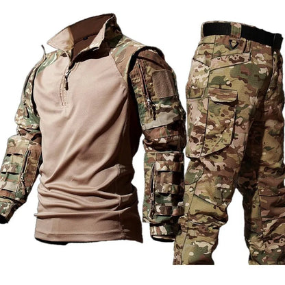 New Tactical Hunting Suit Outdoors Training Durable Breathable Camo Set Waterproof Quick Drying windproof Combat Two Piece Set