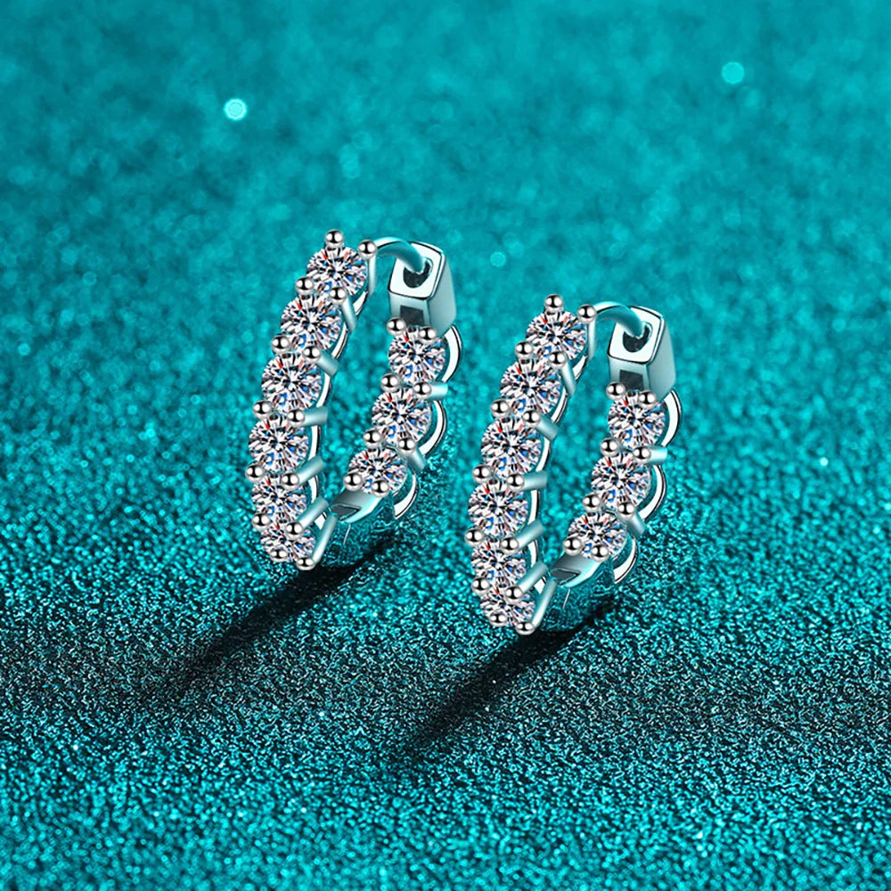 1.8CT D Color Moissanite Diamond Hoop Earrings S925 Sterling Silve Plated 18k Gold Huggie Earring for Women Fine Jewelry Gifts