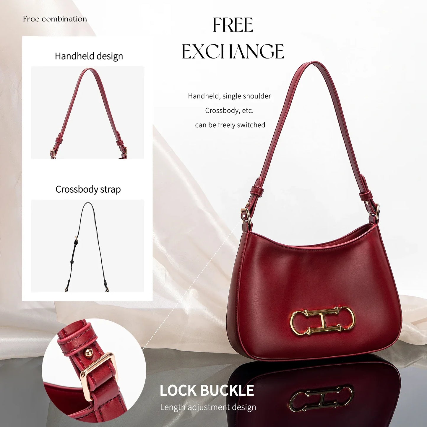 Retro Style Pure Colour Design Fashion Classic Women's Handbag Leisure Simple Match Women's Shoulder Bag