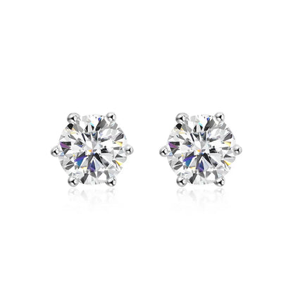 0.1-3CT Certified Moissanite Stud Earring for Women Classic Sparkling Lab Diamond Sterling Silver 925 Jewelry 6-Claws