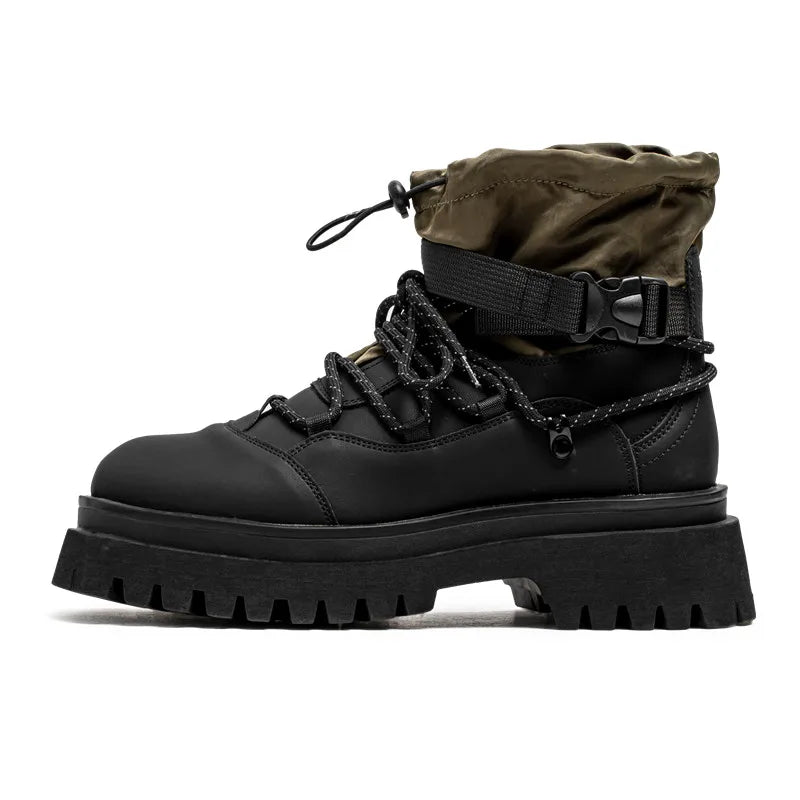 Fashion Men Casual Boots Designer High Top Mens Ankle Boots Winter Work Boots Breathable Walking Sneakers Black Leather Boots