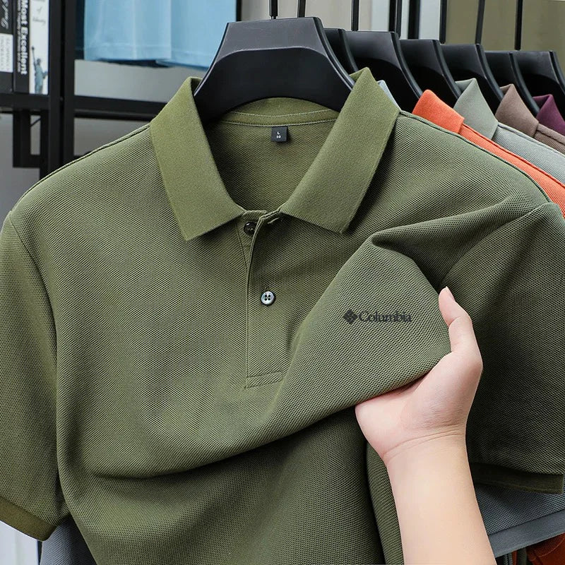 High end brand polo shirt letter printed men's short sleeved 100% cotton comfortable breathable casual 2026 summer new T-shirt