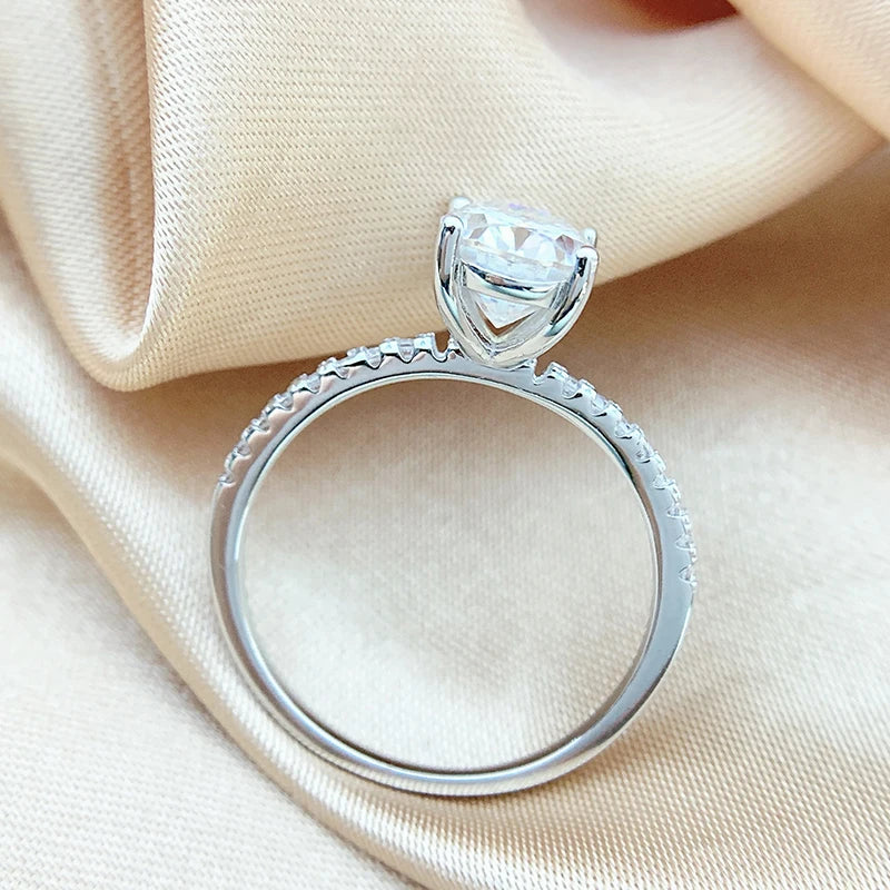 Oval Cut 1CT 2CT 3CT D Color Moissanite Rings for Women Lab Diamond Wedding Promise Band S925 Sterling Silver Jewelry