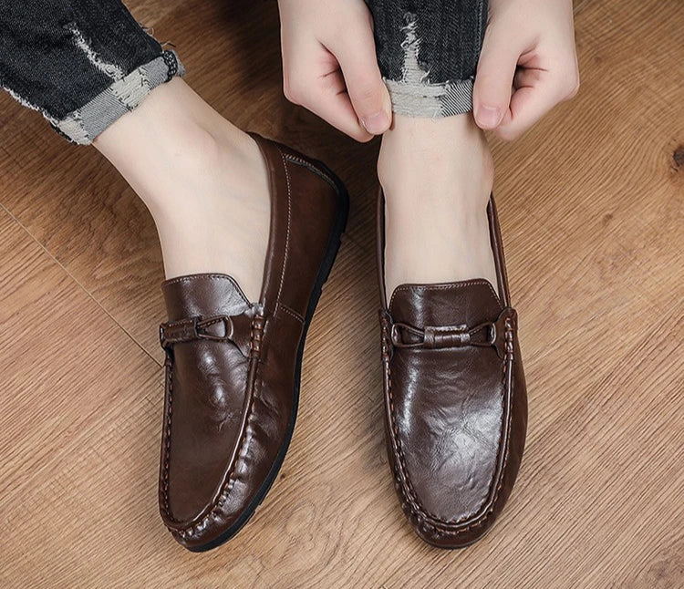 Summer men's loafers soft soled men's leather shoes comfortable driving shoes