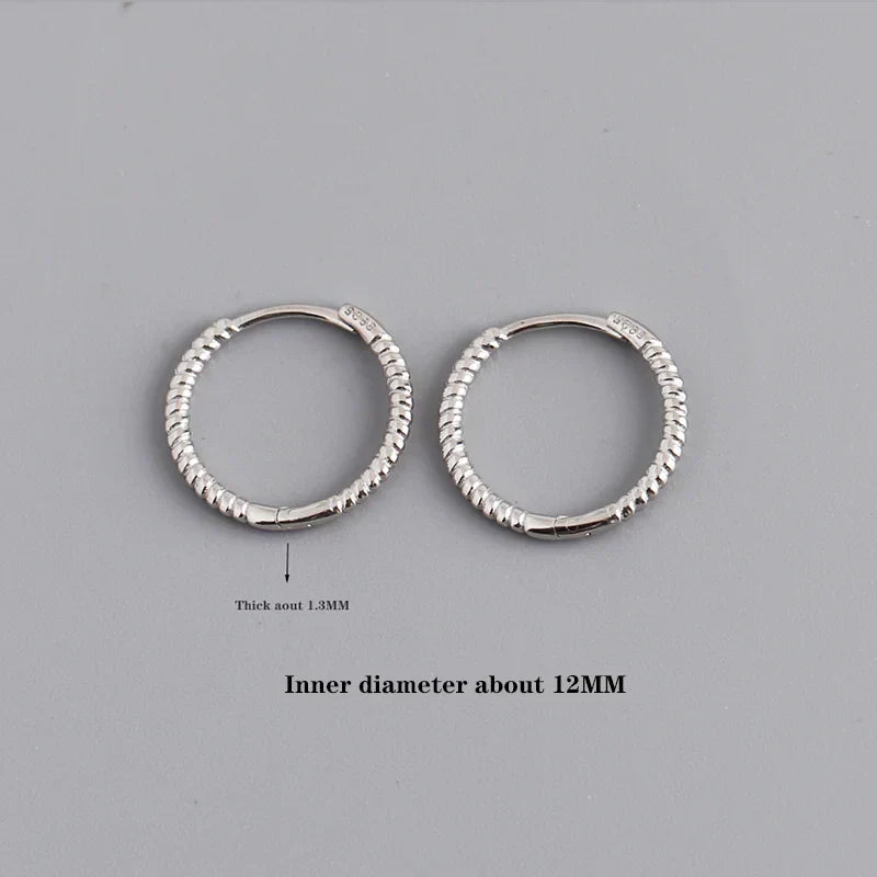 925 Sterling Silver Fashion Piercing Charm Twist Huggies Hoop Earrings for Women Rock Gothic Unisex Jewelry Ear Buckles