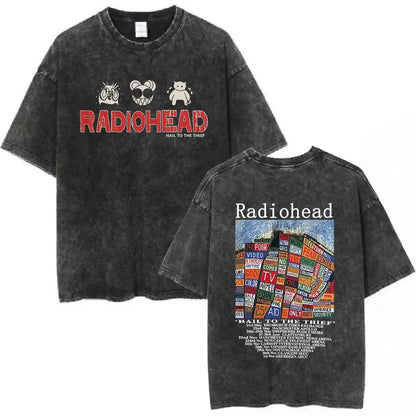 Rock Band Washed Cotton T Shirt Men Women Hip Hop Music Tee Fashion Short Sleeve Tshirt Summer Oversized T-shirts Tops