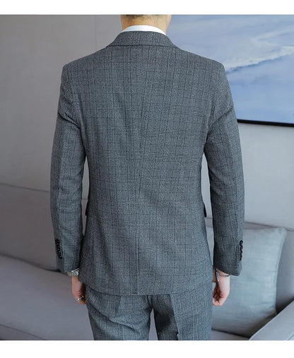 Hemp (blazer+Vest+Pants) Fashion Business Leisure Hosts Slim-fit Cotton Hemp Gentleman Wedding Work Wedding Suits for Men M-5XL