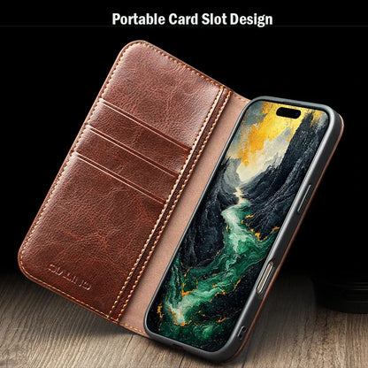 Case for iPhone 17 Pro Max Luxury Ultra Slim Handmade Genuine Leather Wallet Card Slot Flip Cover for iPhone 17 Pro/Air