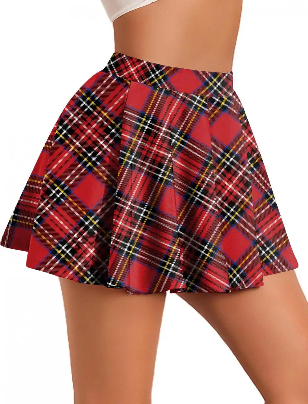 Retro Plaid Pleated Skirts Skirt Y2K Streetwear Vintage School Uniform A-Line Gym Student Short Skirt Girl Xmas Dress Up