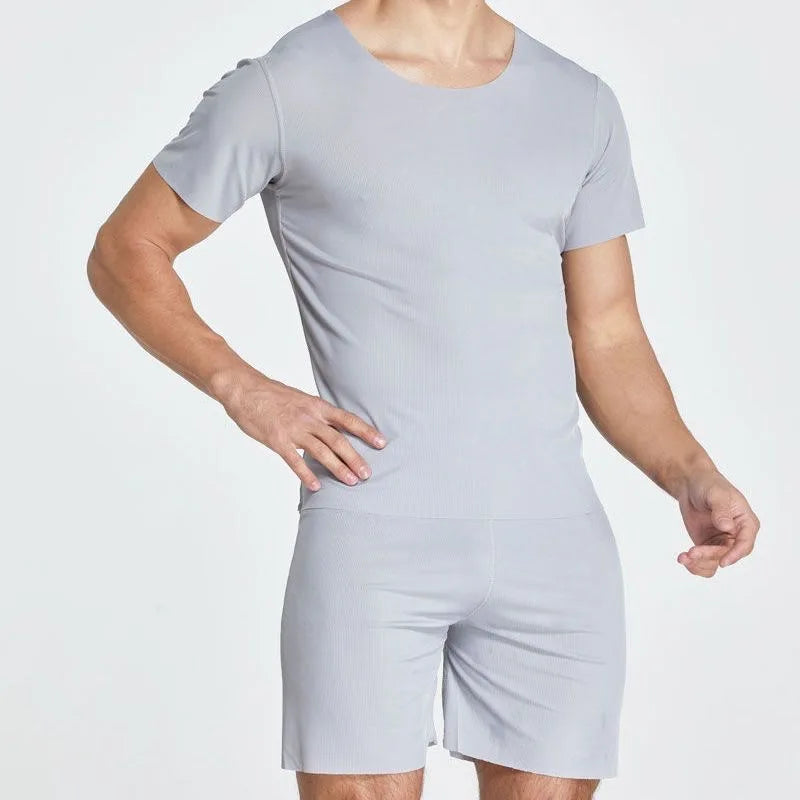 Plus Size Ice Silk Cool Summer Men Sleepwear Shorts Sexy Underwear Nightwear Comfortable Loose Sports Man Sleep Bottoms Homewear
