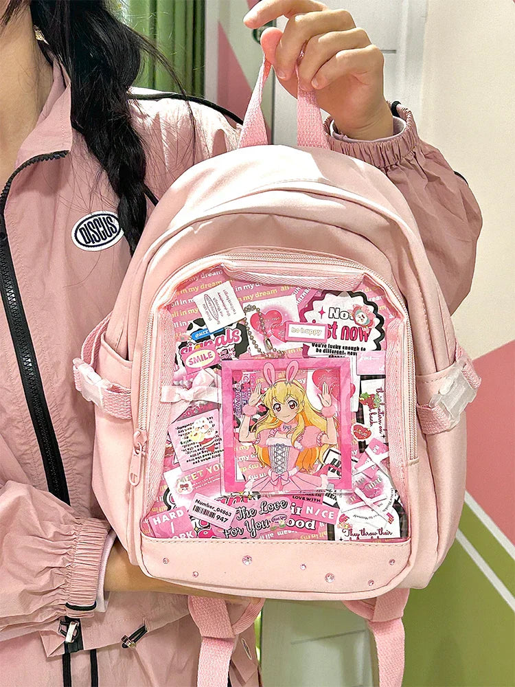 Cute Mini Backpack Women Kawaii Ita Bag Sweet Girl Transparent Rucksack DIY Personality Display Knapsack Lolita Shoulder Bag