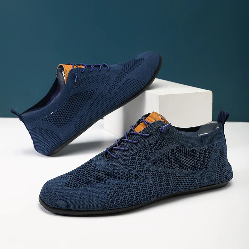 Sapatos Masculinos de Verão em Malha, Sapatilhas Planas para Uso Exterior, Sapatos de Caminhada de Alta Qualidade, Confortáveis, com Cadarço, Respiráveis, Antiderrapantes, Casuais
