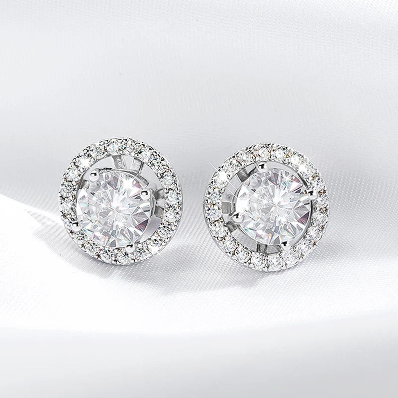 2ct+0.3ct Full Moissanite Studs Earring for Women Sparkling Diamond Wedding Party Ear Stud S925 Sterling Silver Jewelry