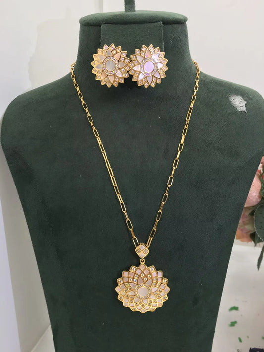 Trendy Fashion2PCS Luxury Waterdrop Indian Jewelry Sets For Women Wedding Party Indian Dubai Bridal jewelry Set