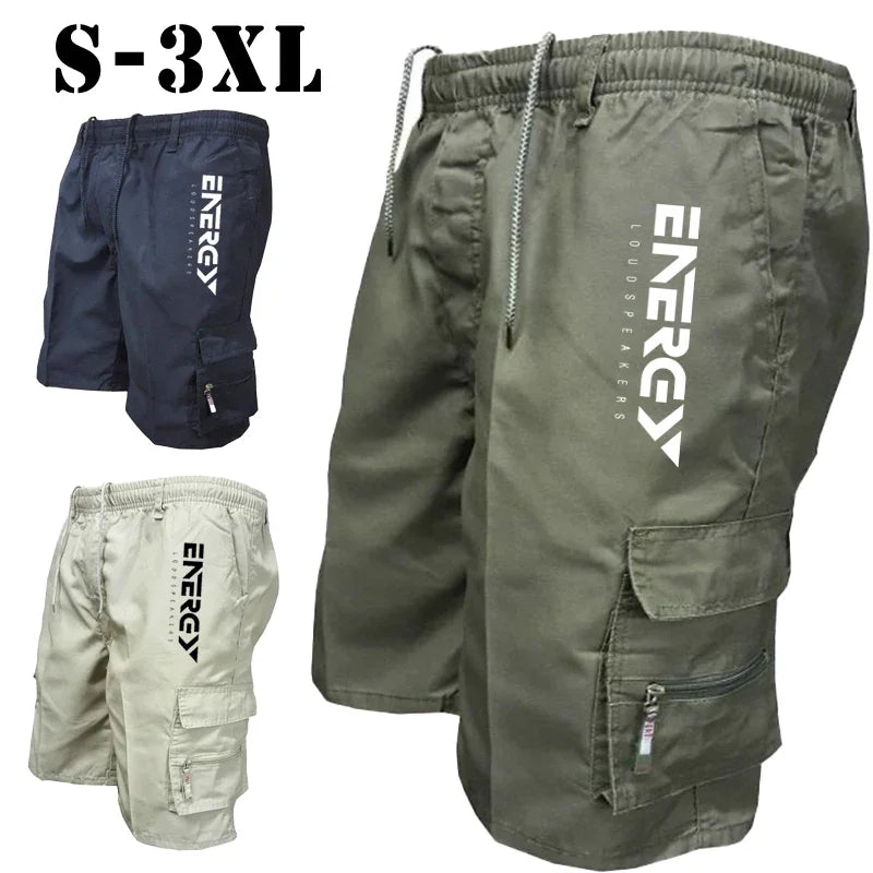 Outdoor Cargo Shorts Male Overalls Elastic Waist Cycling Shorts Multi-pockets Loose