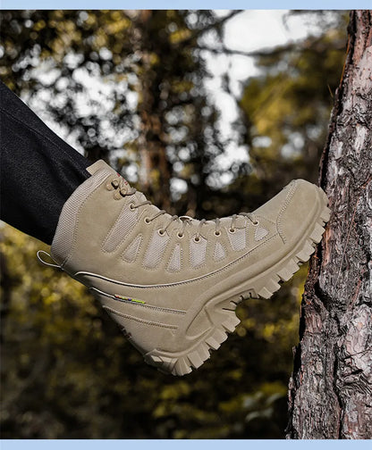 New Men's Boots Fashion Outdoor Men Hiking Boots High Top Breathable Men Desert Combat Ankle Boots Non-slip Motorcycle Boots