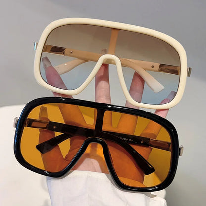 New Big Frame Sunglasses Women Men Luxury Goggle One Piece Sun Glasses Female Vintage Brand Designer Punk Shades UV400 Eyewear