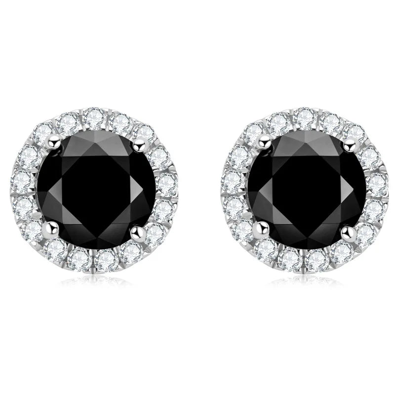 Luxury Real D Color 0.8CT 6mm Black Moissanite Stud Earrings For Women S925 Sterling Silver Diamond Earring Fine Jewelry