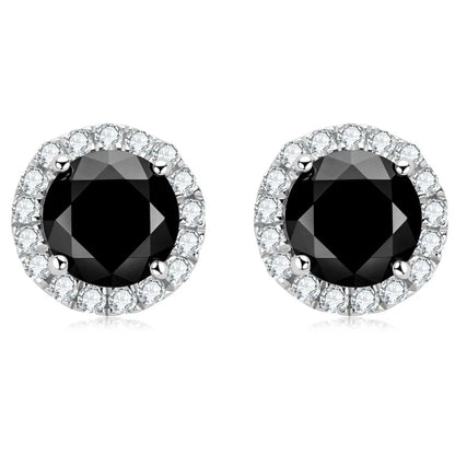 Luxury Real D Color 0.8CT 6mm Black Moissanite Stud Earrings For Women S925 Sterling Silver Diamond Earring Fine Jewelry