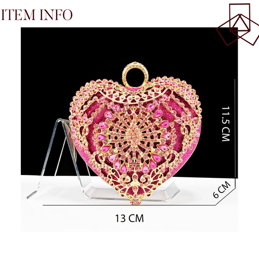Fashion Design Heart Shape Three-Dimensional Hard Bag and Sexy Stiletto Shoes Shiny Rhinestones