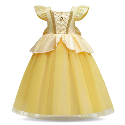 Cinderella Princess Ball Gown Fancy Birthday Rapunzel Belle Vestidos Party Dress Girls Costume Carnival Elegant Clothes