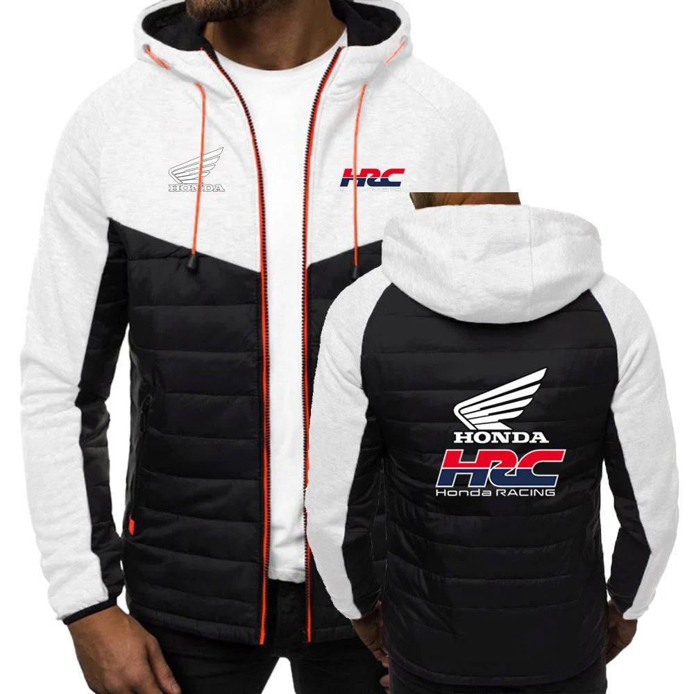 Comfortable Jacket Slim Coat Men's New Seven-color Cotton-padded racing Print Patchwork Hoodies