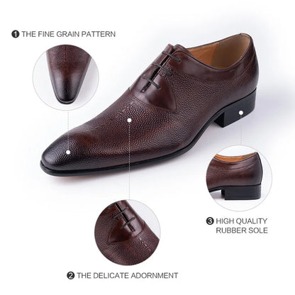 Classic Men's Leather Shoes Lace Up Fashion Genuine Leather Oxfords Men Shoes Handmade Dress Formal Office Trendy Man's Footwear