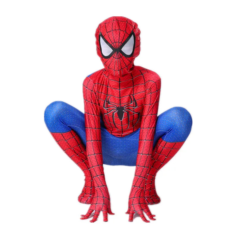 Kids Superhero Costume Remi Mesh Jumpsuit Halloween Mask Party Performance Outfit Breathable Comfortable Role Play Dress Up