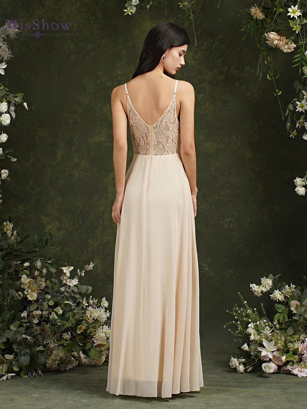 Elegant Sleeveless Lace Back 2024 New Long Formal Evening Dresses With V Neck Party Prom Gowns Robe De Soiree Longue