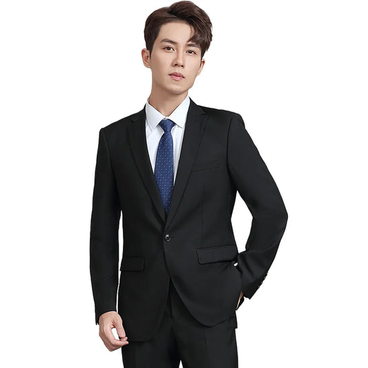 S-8XL Suit (Blazer+ Pants) Men's Fashion Casual Outdoor Gentleman Business Wedding Slim-fit Formal British Style Wedding Suit