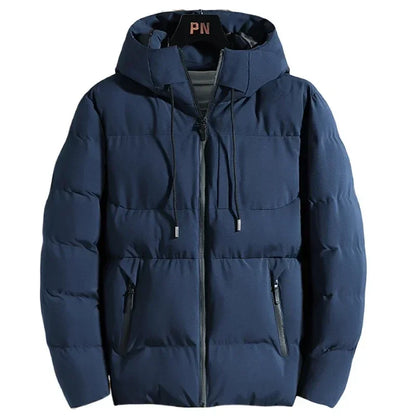 Winter Men Jacket Autumn Warm Fashion Thickened Cotton Padded Jackets Hooded Casual Coats Male Windproof Plus Size Solid Outwear