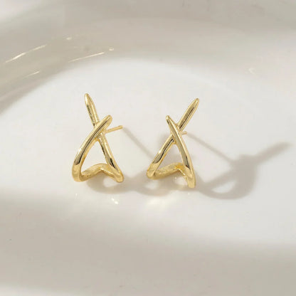 Trendy Gold Color Cross Stud Earrings for Women Dainty Simple Minimalist Earring Fashion Jewelry Party Gifts Wholesale