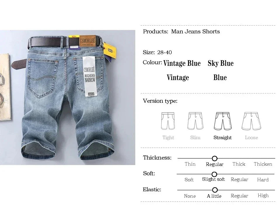 2025 New Summer Brand Stretch Thin Bermuda Masculina Cotton Denim Jeans Men Knee Length Soft Ropa Hombre Shorts