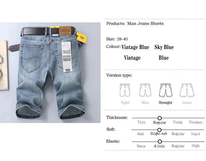 2025 New Summer Brand Stretch Thin Bermuda Masculina Cotton Denim Jeans Men Knee Length Soft Ropa Hombre Shorts